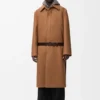 Belted coat in wool Camel/Brown