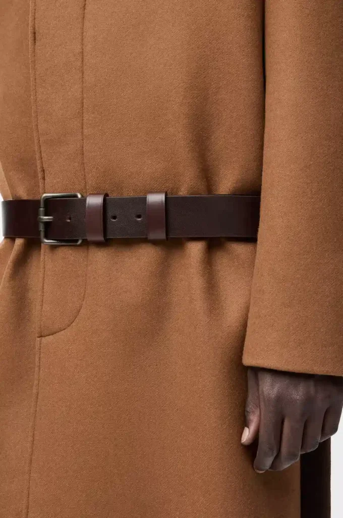 Belted coat in wool Camel/Brown