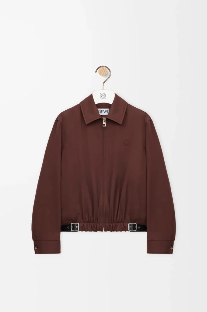 Belted jacket in cotton and silk Coffee