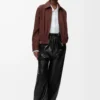 Belted jacket in cotton and silk Coffee