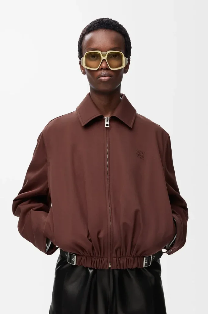 Belted jacket in cotton and silk Coffee