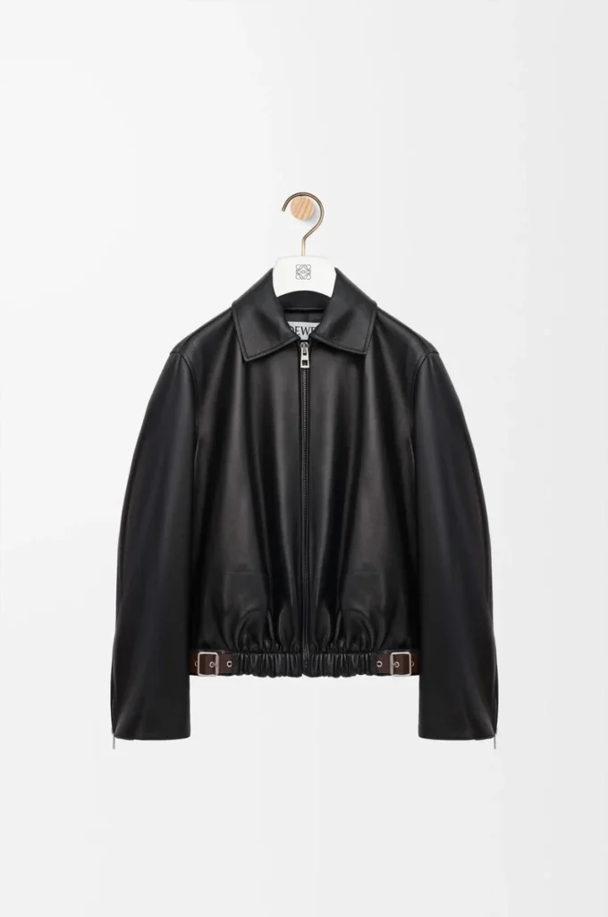 Belted jacket in nappa lambskin Black