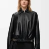Belted jacket in nappa lambskin Black