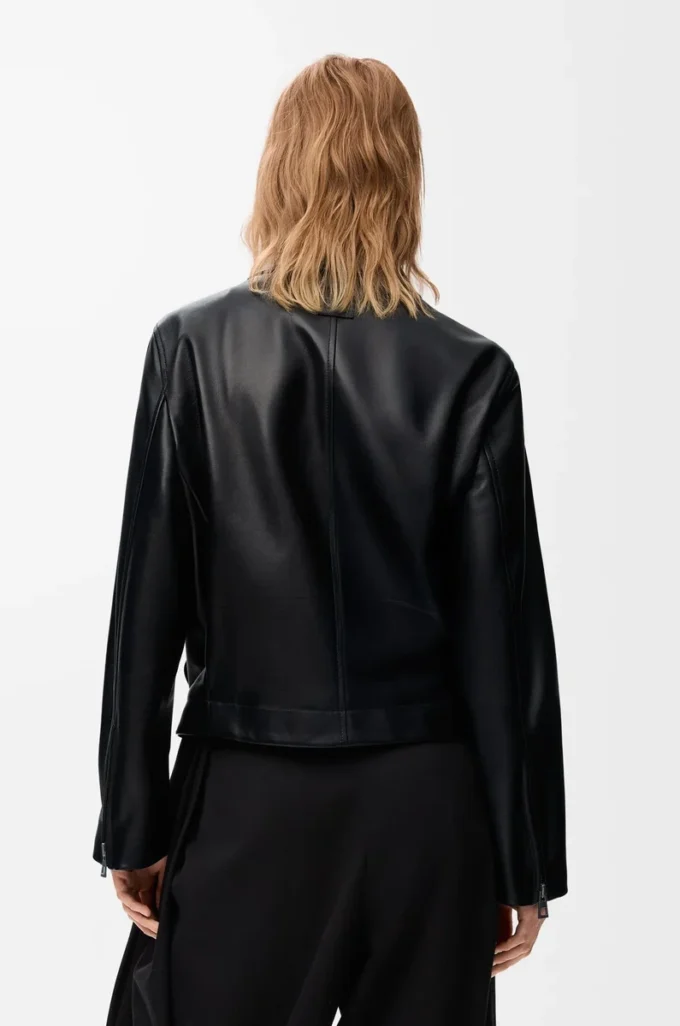 Belted jacket in nappa lambskin Black