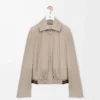 Belted jacket in suede goatskin Dark Beige