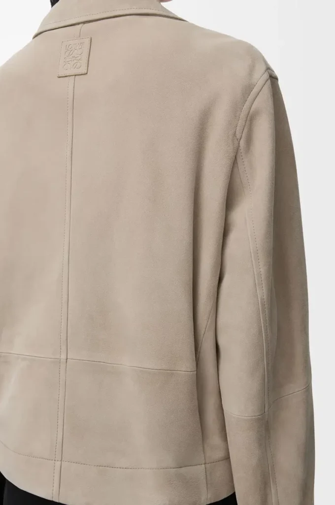Belted jacket in suede goatskin Dark Beige