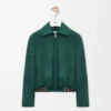Belted jacket in suede goatskin Green