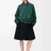 Belted jacket in suede goatskin Green