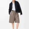 Belted jacket in wool and silk Navy Blue