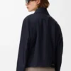 Belted jacket in wool and silk Navy Blue