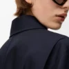 Belted jacket in wool and silk Navy Blue