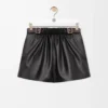 Belted skirt in nappa lambskin Black