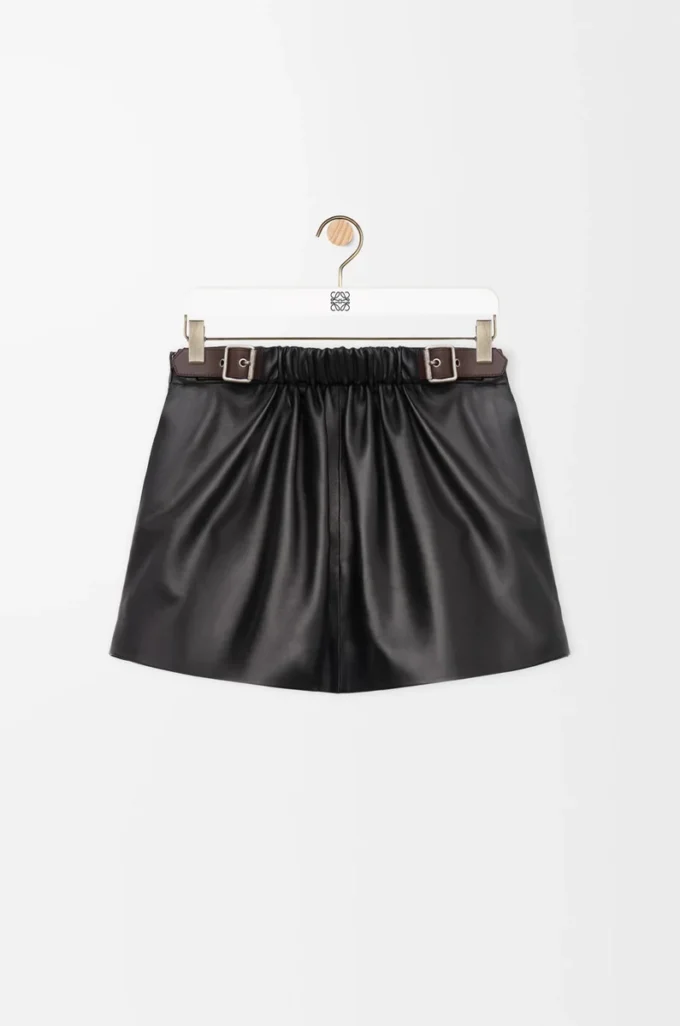 Belted skirt in nappa lambskin Black