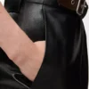 Belted skirt in nappa lambskin Black