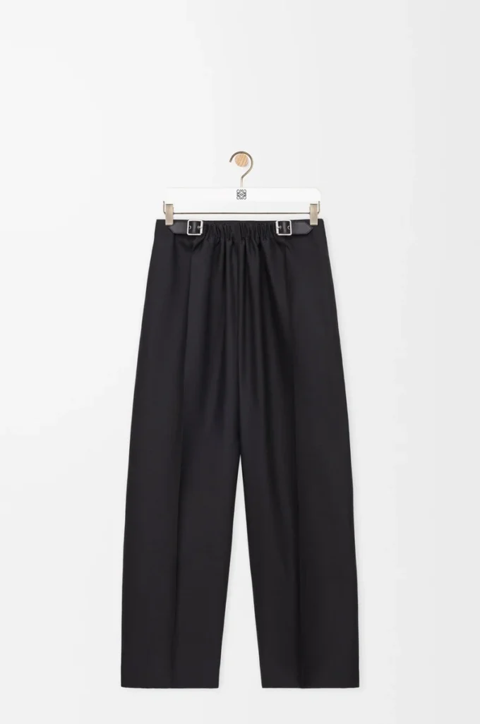 Belted trousers in wool and silk Black Belted trousers in wool and silk Black