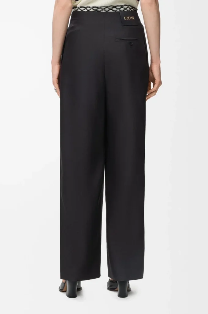 Belted trousers in wool and silk Black Belted trousers in wool and silk Black