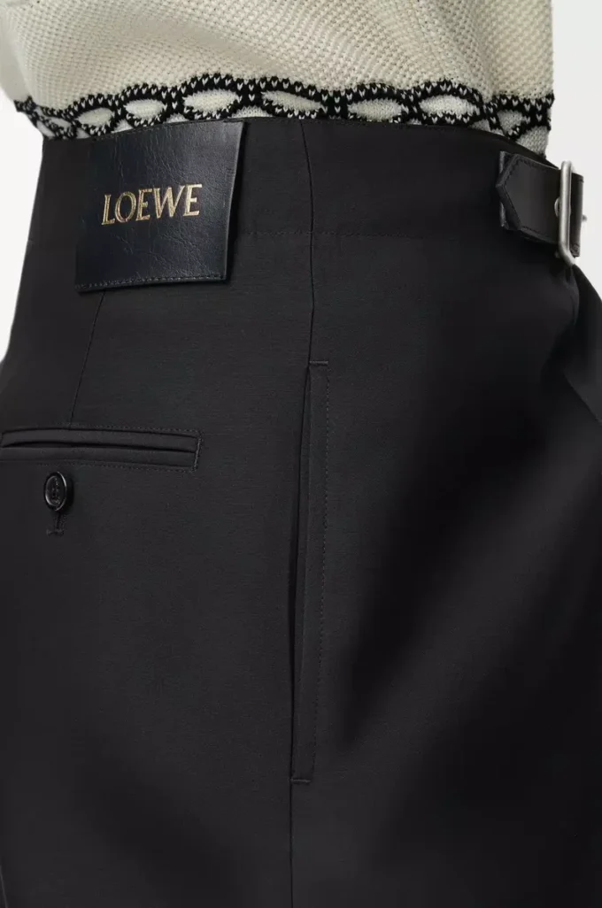 Belted trousers in wool and silk Black Belted trousers in wool and silk Black
