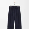 Belted trousers in wool and silk Navy Blue Belted trousers in wool and silk Navy Blue
