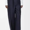 Belted trousers in wool and silk Navy Blue Belted trousers in wool and silk Navy Blue