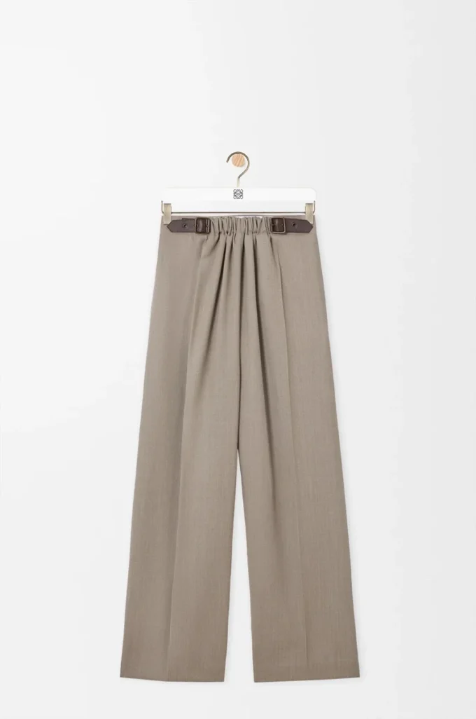 Belted trousers in wool Beige Melange Belted trousers in wool Beige Melange