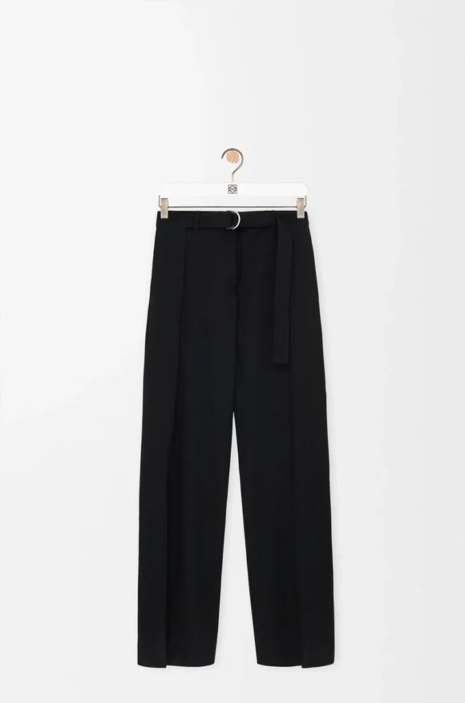 Belted trousers in wool Black Belted trousers in wool Black