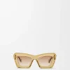 Beveled Cateye sunglasses Transparent Olive