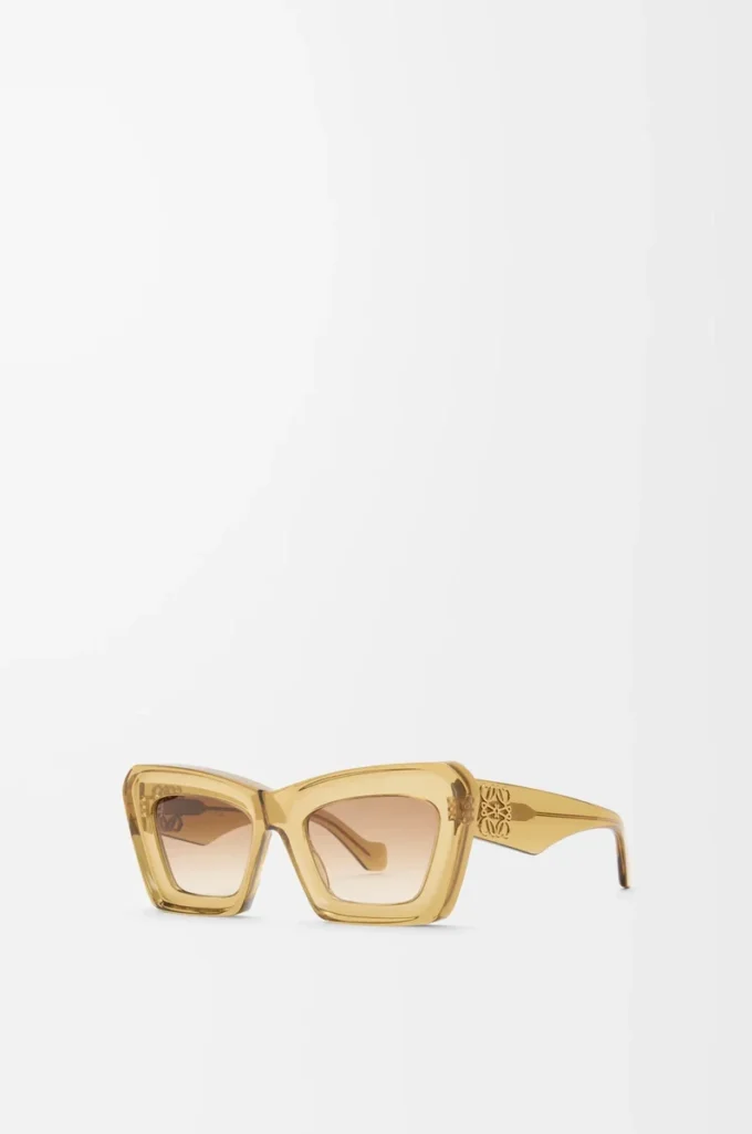 Beveled Cateye sunglasses Transparent Olive