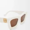 Beveled Cateye sunglasses White/Ivory