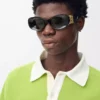 Beveled Oval Maxi Anagram sunglasses Black