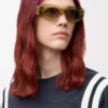 Beveled Oval Maxi Anagram sunglasses Transparent Olive