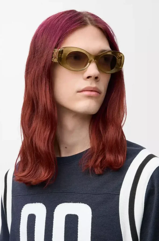 Beveled Oval Maxi Anagram sunglasses Transparent Olive