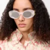 Beveled Oval Maxi Anagram sunglasses White