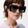 Beveled Square Maxi Anagram sunglasses Black