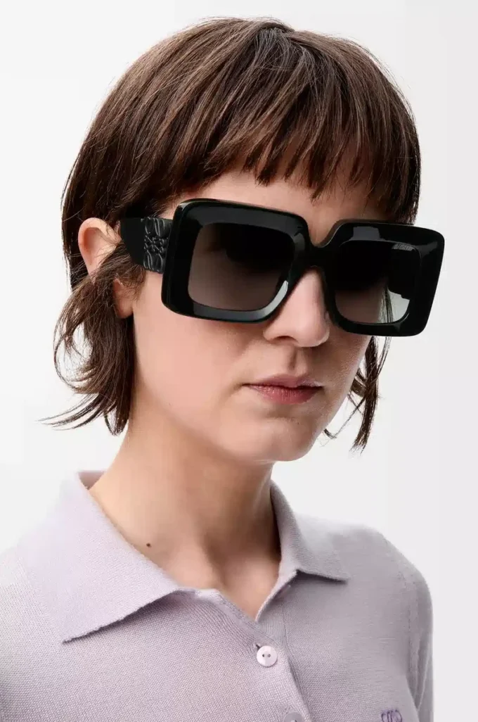 Beveled Square Maxi Anagram sunglasses Black