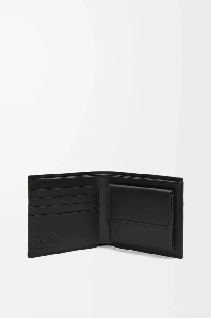 Bifold coin wallet in satin calfskin Black