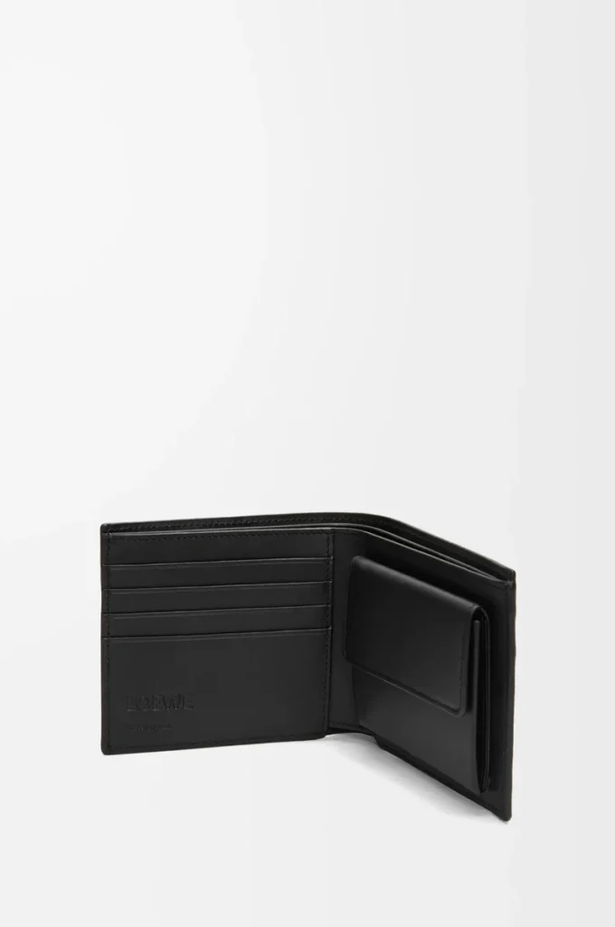 Bifold coin wallet in satin calfskin Black
