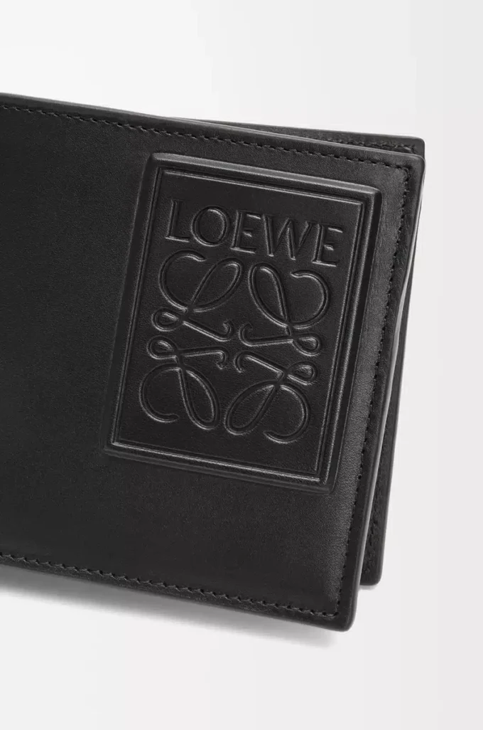 Bifold coin wallet in satin calfskin Black