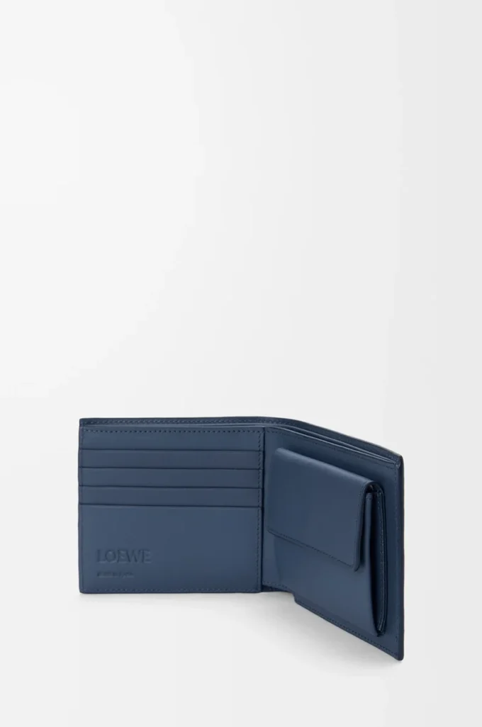 Bifold coin wallet in satin calfskin Indigo Dye