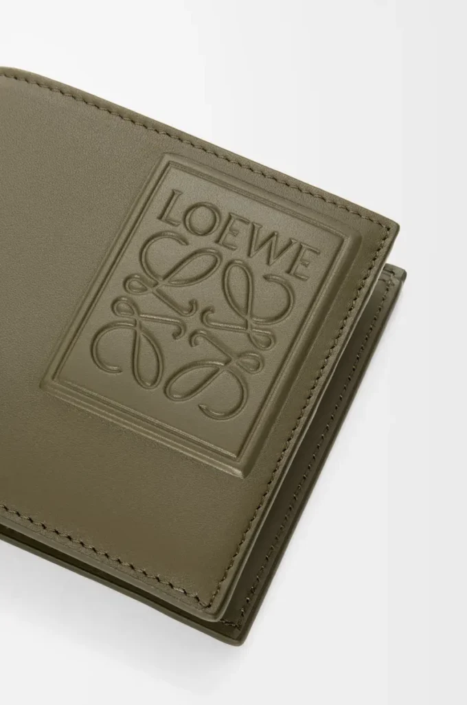 Bifold coin wallet in satin calfskin Khaki Green