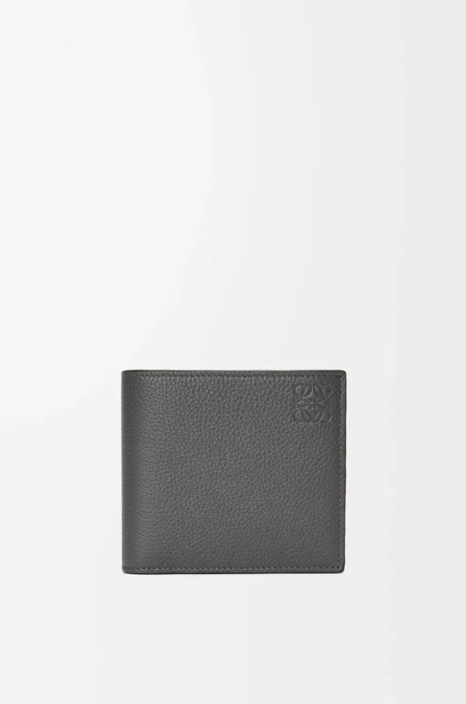 Bifold coin wallet in soft grained calfskin Anthracite
