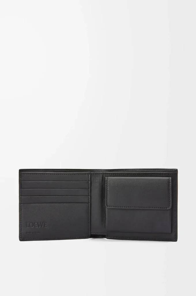 Bifold coin wallet in soft grained calfskin Anthracite
