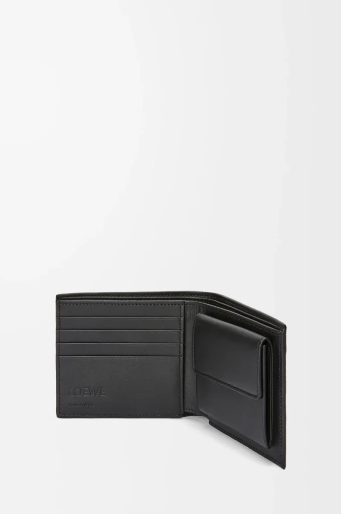 Bifold coin wallet in soft grained calfskin Anthracite