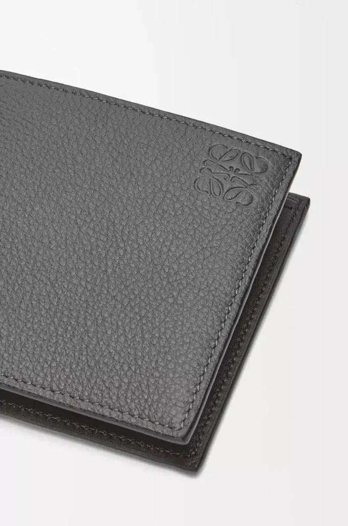 Bifold coin wallet in soft grained calfskin Anthracite