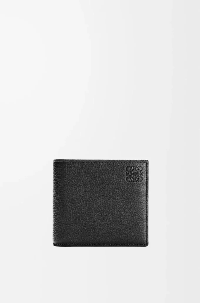 Bifold coin wallet in soft grained calfskin Black