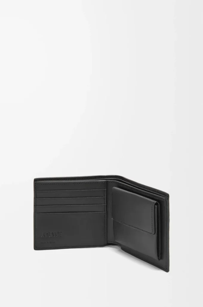 Bifold coin wallet in soft grained calfskin Black