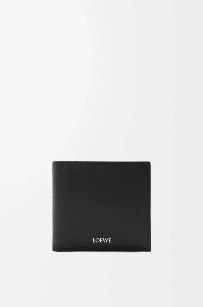 Bifold coin wallet in textured classic calfskin Black