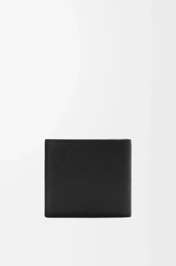 Bifold coin wallet in textured classic calfskin Black