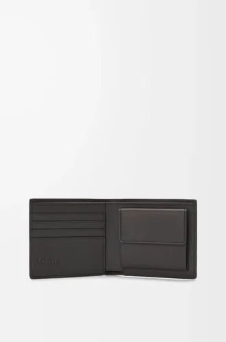 Bifold coin wallet in textured classic calfskin Dark Grey Bifold coin wallet in textured classic calfskin Dark Grey