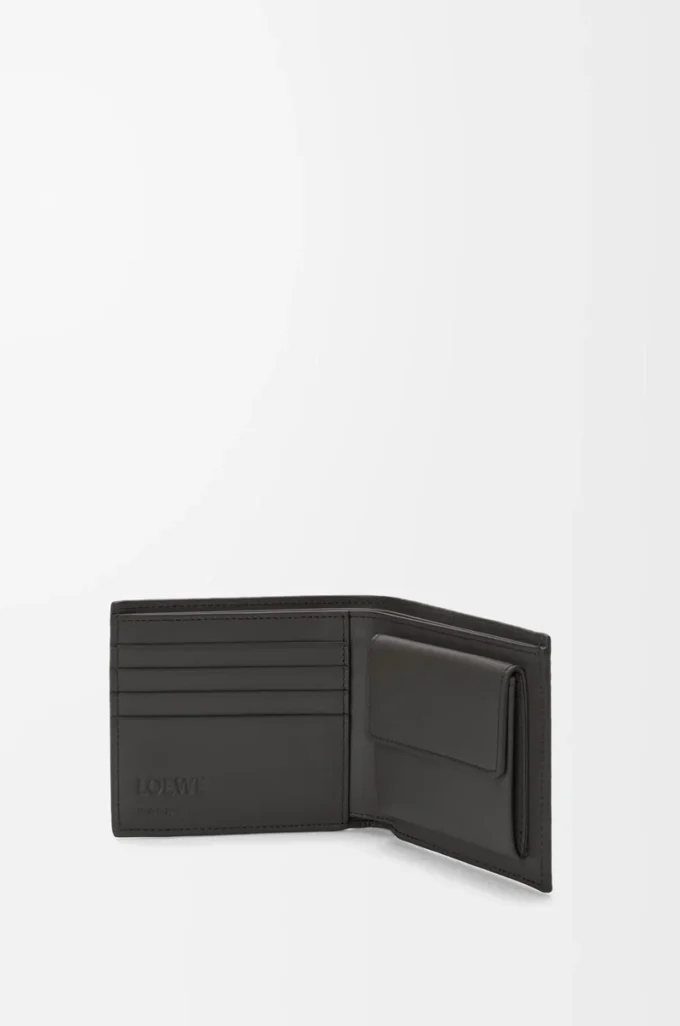 Bifold coin wallet in textured classic calfskin Dark Grey