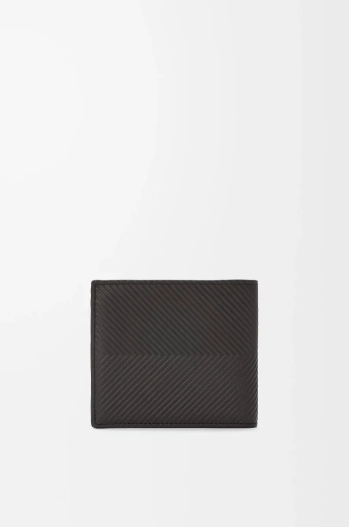 Bifold coin wallet in textured classic calfskin Dark Grey